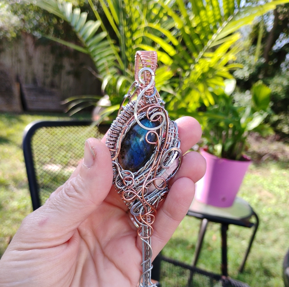 Wire wrapped labradorite